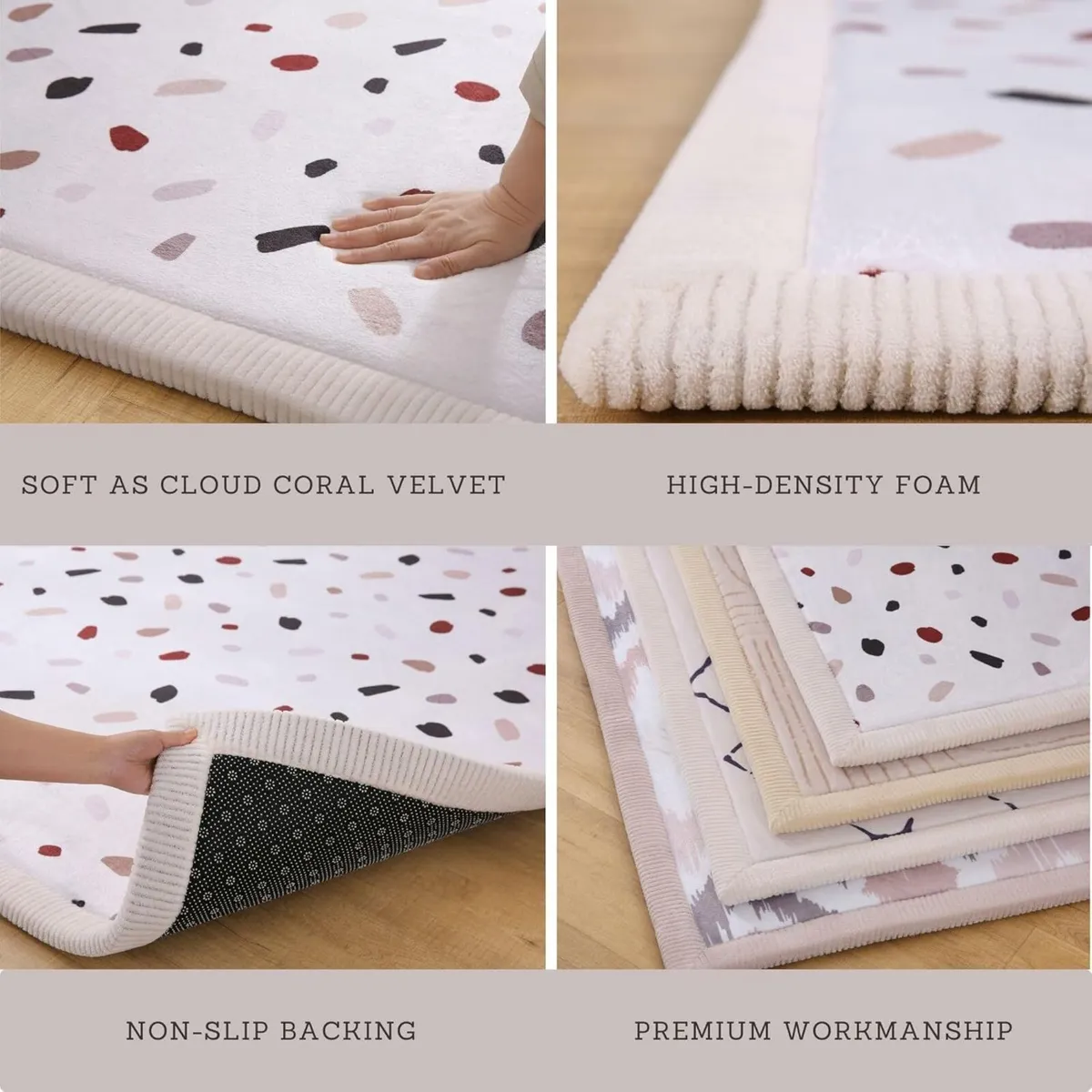 Premium Large Coral Velvet Baby Play Mat 200x150x2 - Image 3