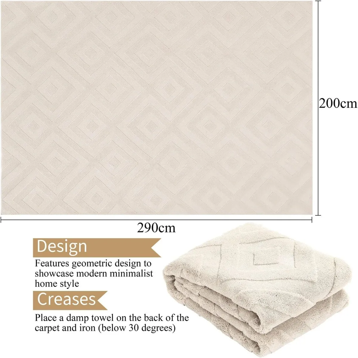 Washable Rugs Living Room 200x290 cm Large Soft - Image 2