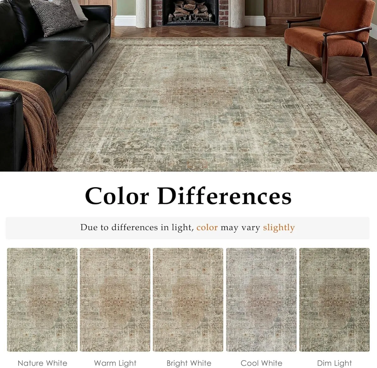 Vintage Living Room Area Rug 200x300cm Machine - Image 2