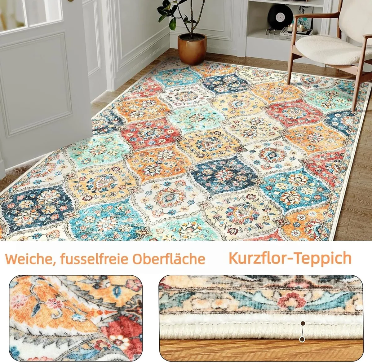 Washable Living Room Rug 200 x 290 cm Large - Image 4