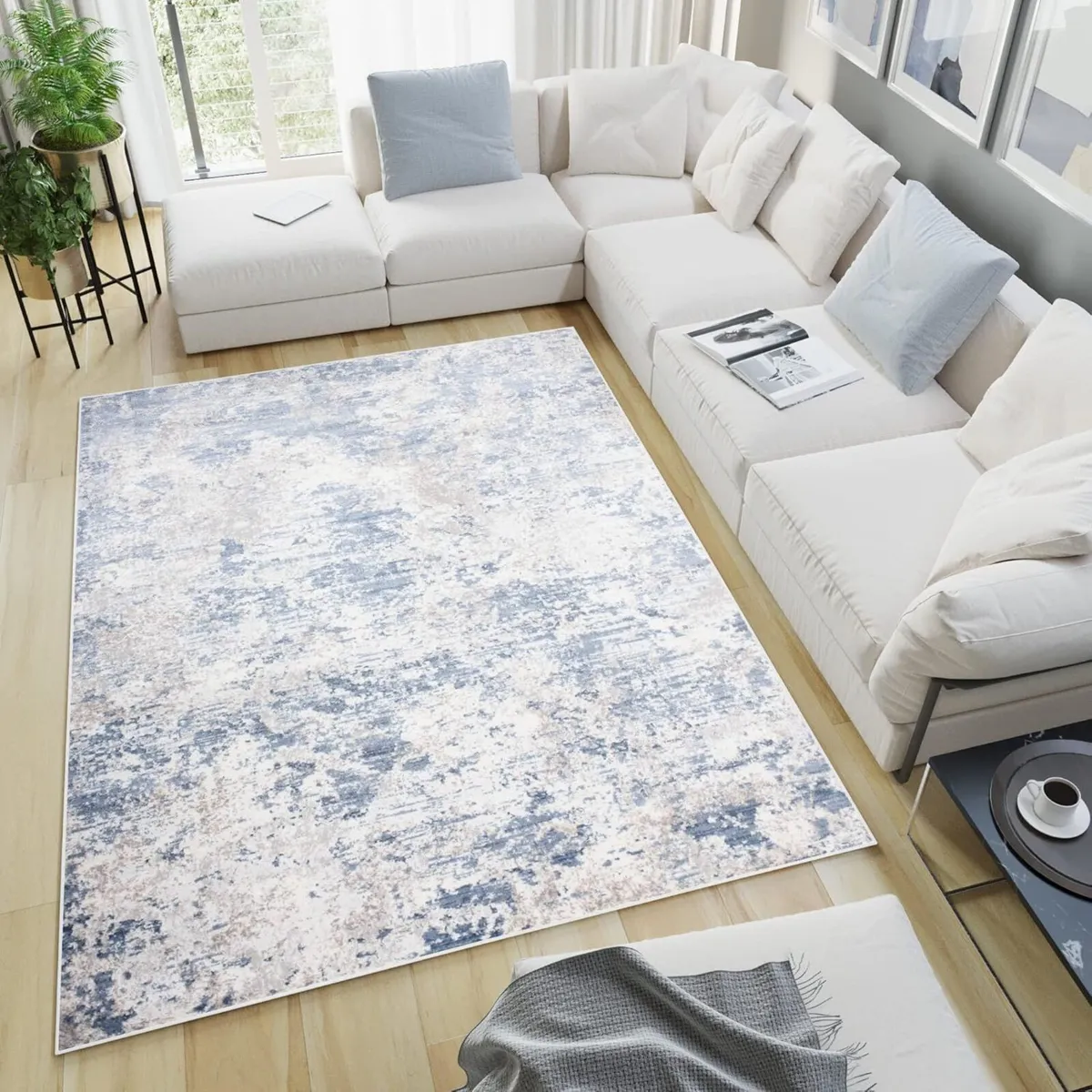 Sky Area Rug Abstract Flecked Faded Multicolour - Image 1