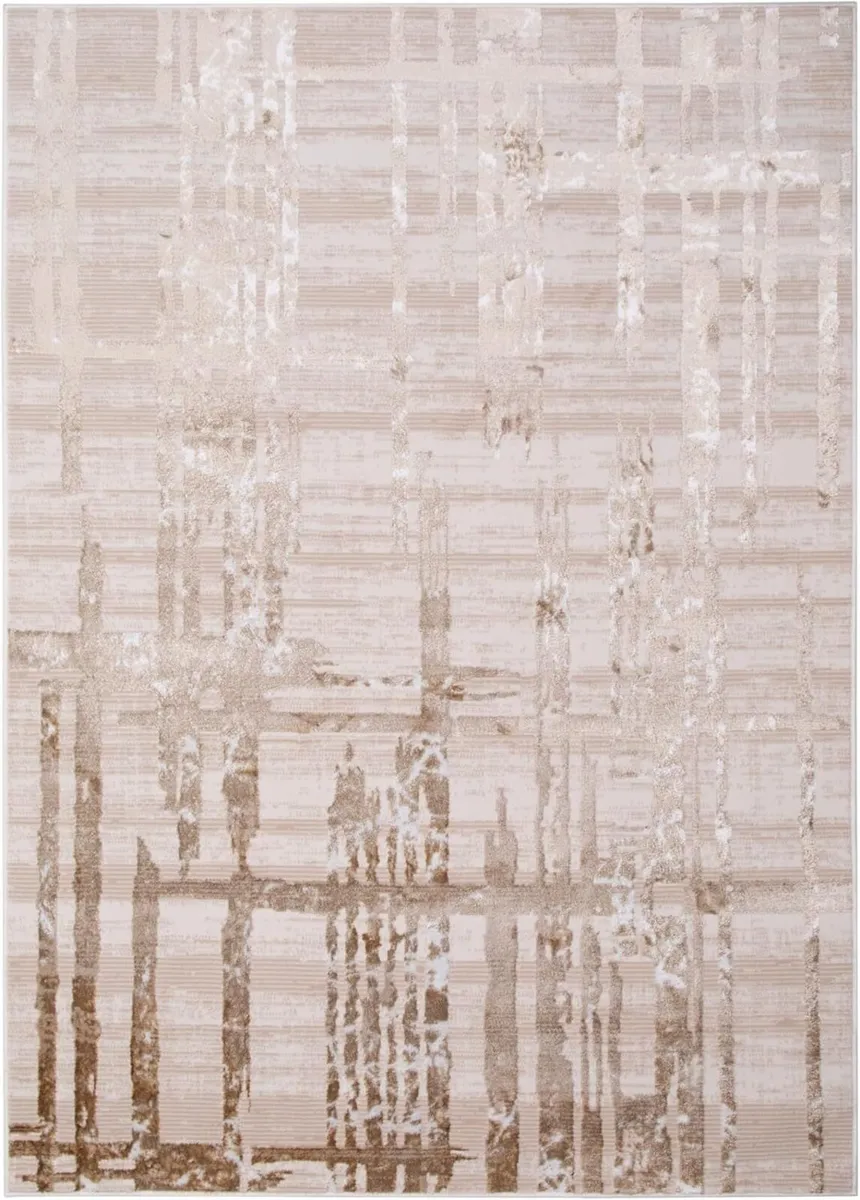 Crystal Area Rug Short Pile Modern Beige Brown - Image 2