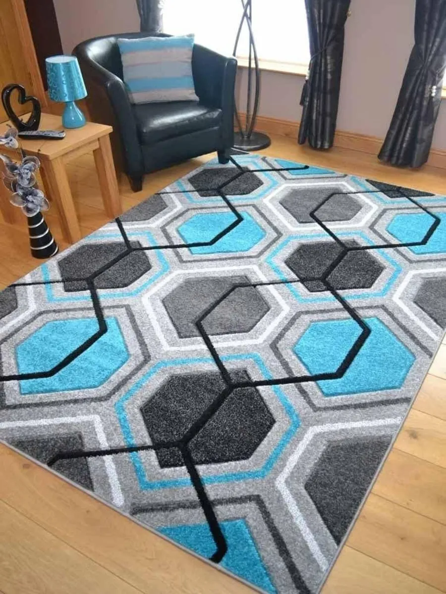 Modern Small Extra Large Sahara Teal Blue Silver