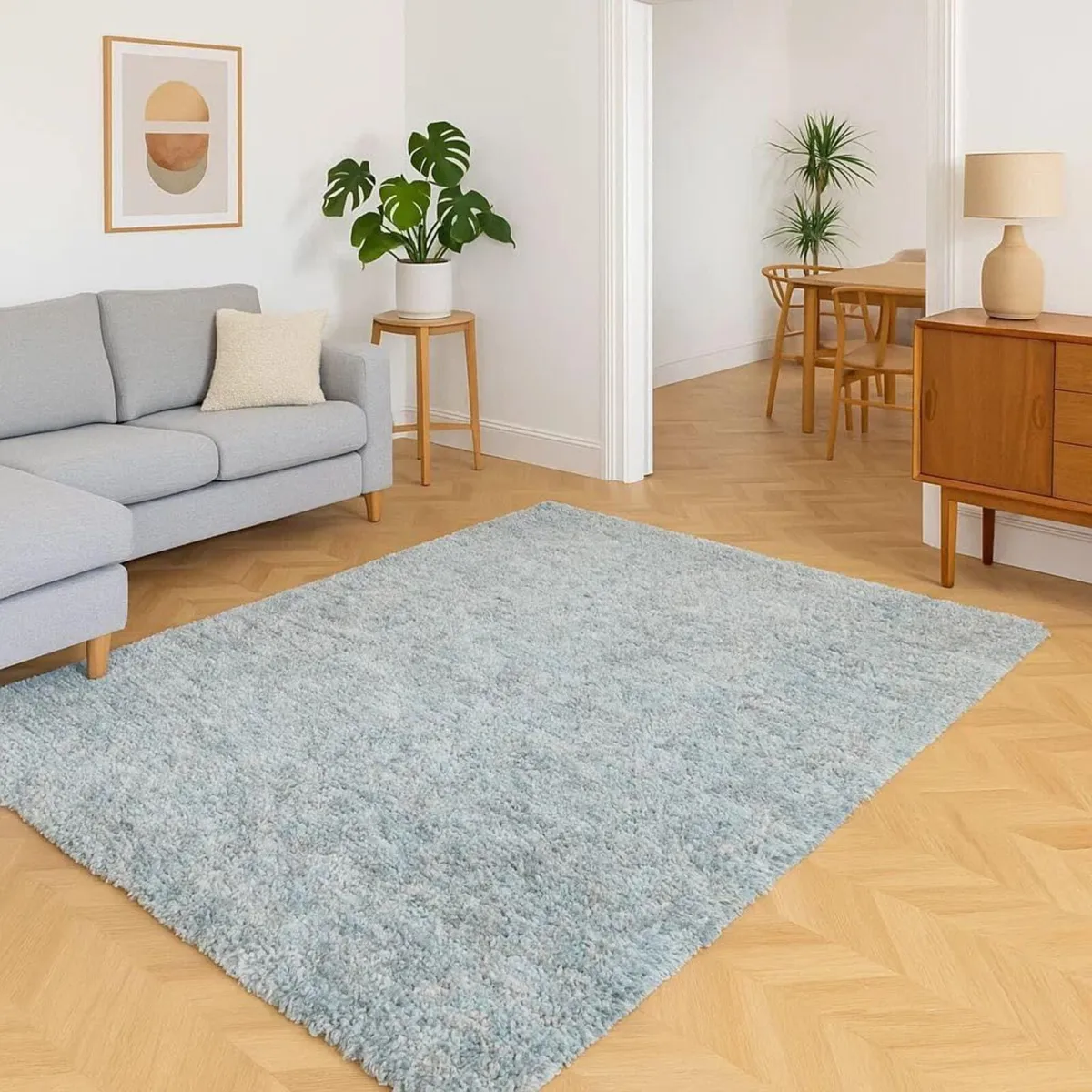 Duck Egg Blue Rug Soft Plush Pile Fluffy High - Image 2