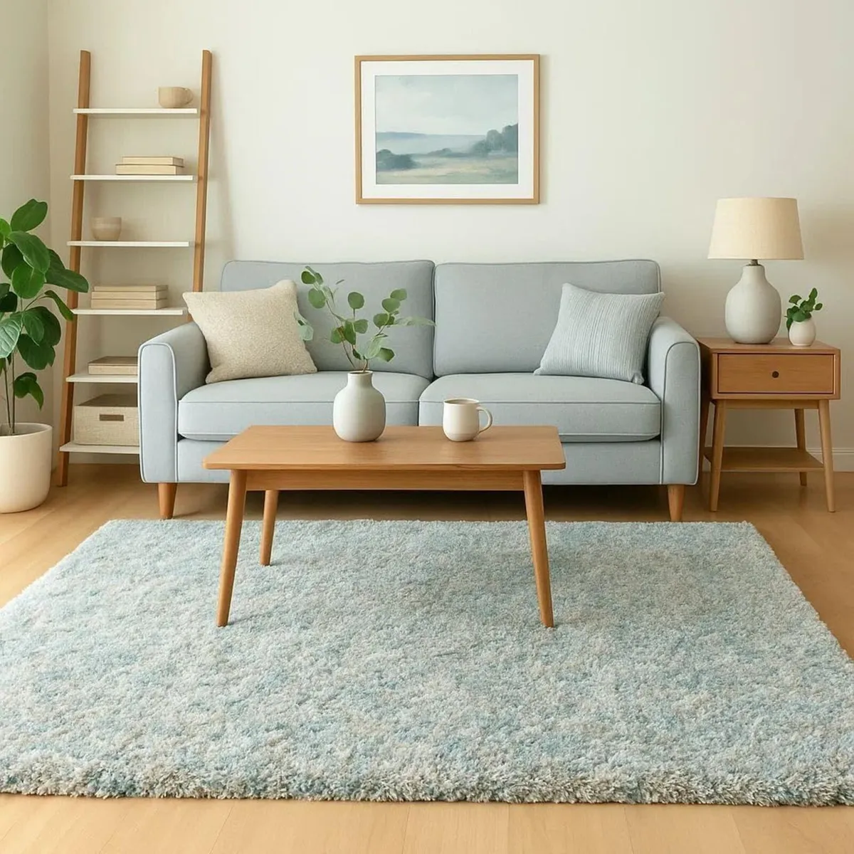 Duck Egg Blue Rug Soft Plush Pile Fluffy High - Image 4