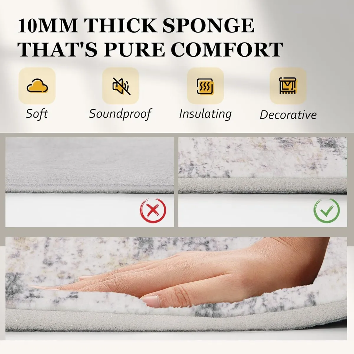 Modern Area Rug- Upgraded 10mm Thick Sponge for - Image 2