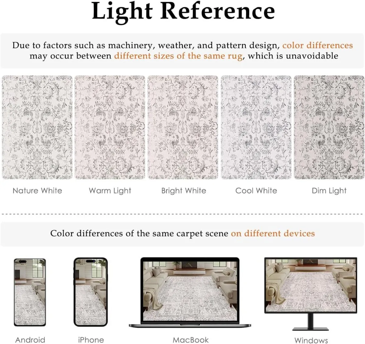 Vintage Grey Rugs Living Room Washable Non Slip - Image 2