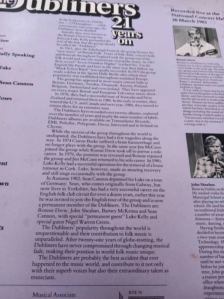 5 LPs by The Dubliners, vintage,  D18 - Image 3