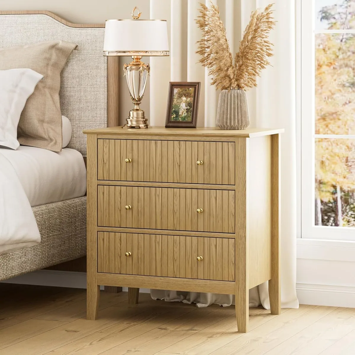 Large Bedside Table Bedroom 3 Drawer Chest of - Image 1