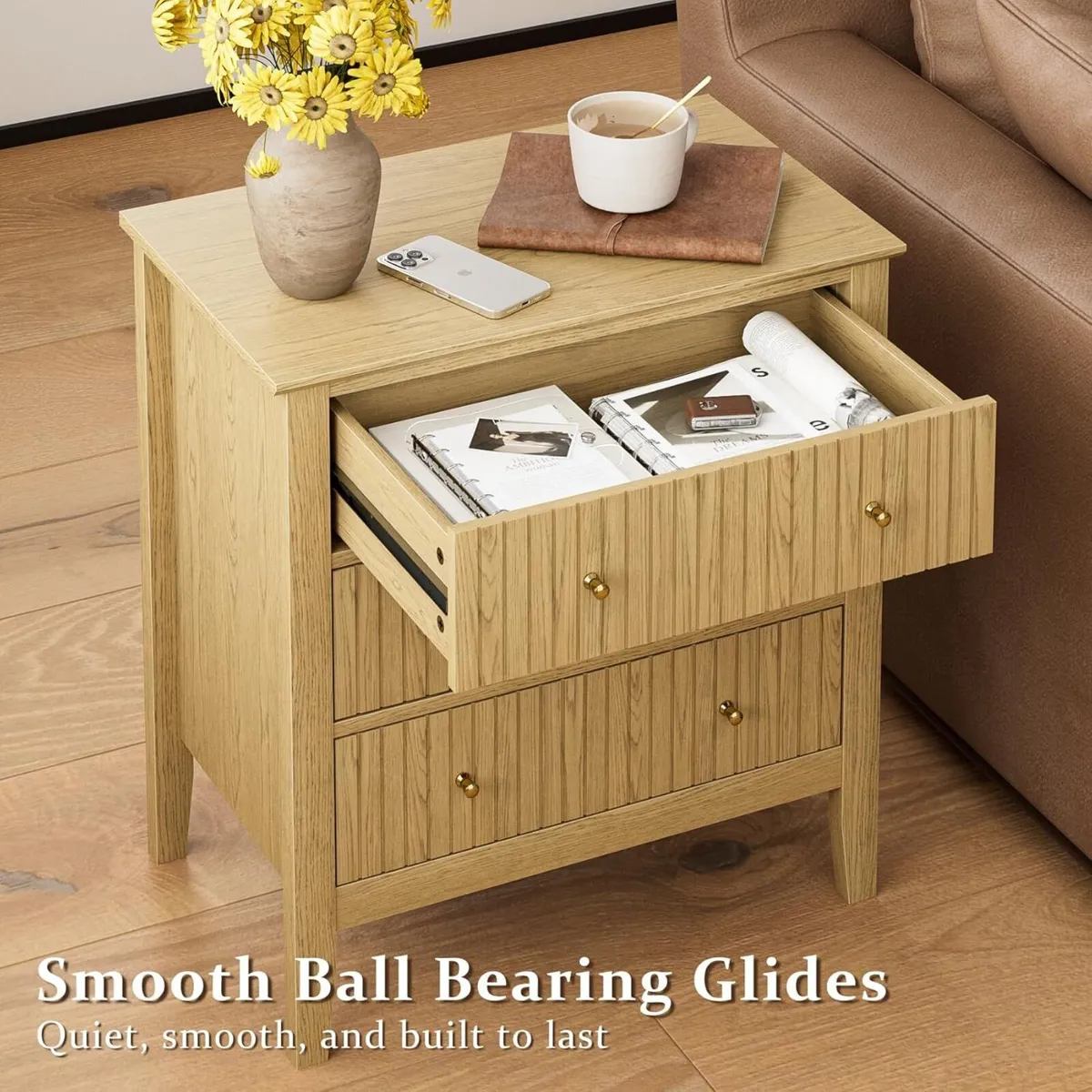 Large Bedside Table Bedroom 3 Drawer Chest of - Image 3