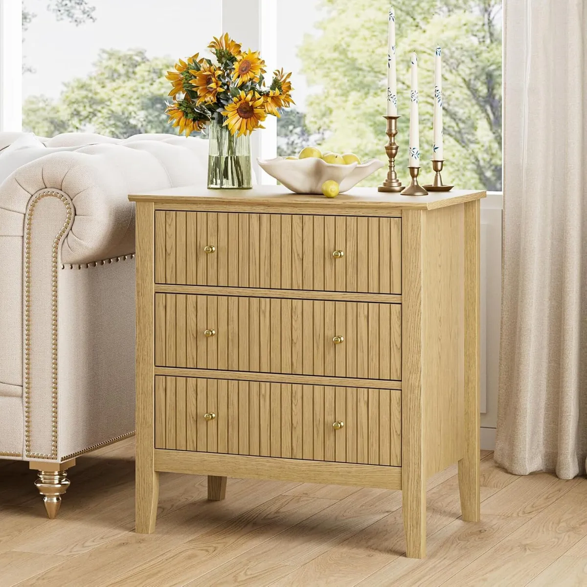 Large Bedside Table Bedroom 3 Drawer Chest of - Image 4