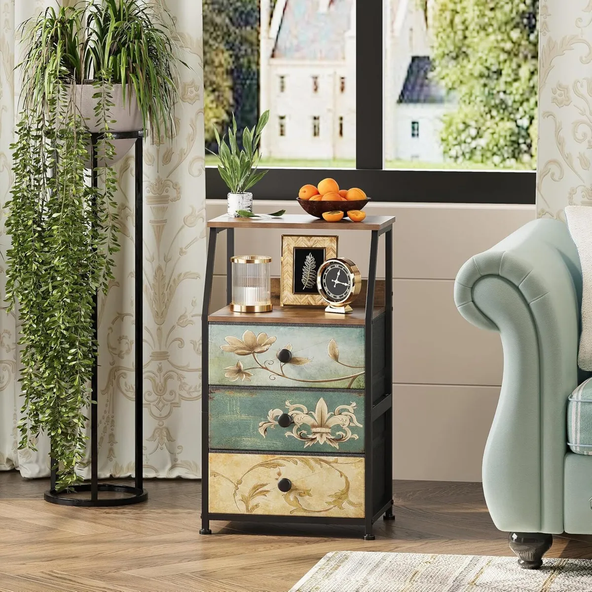 Chest of Drawers with 3 Made Fabric Open Shelf - Image 4