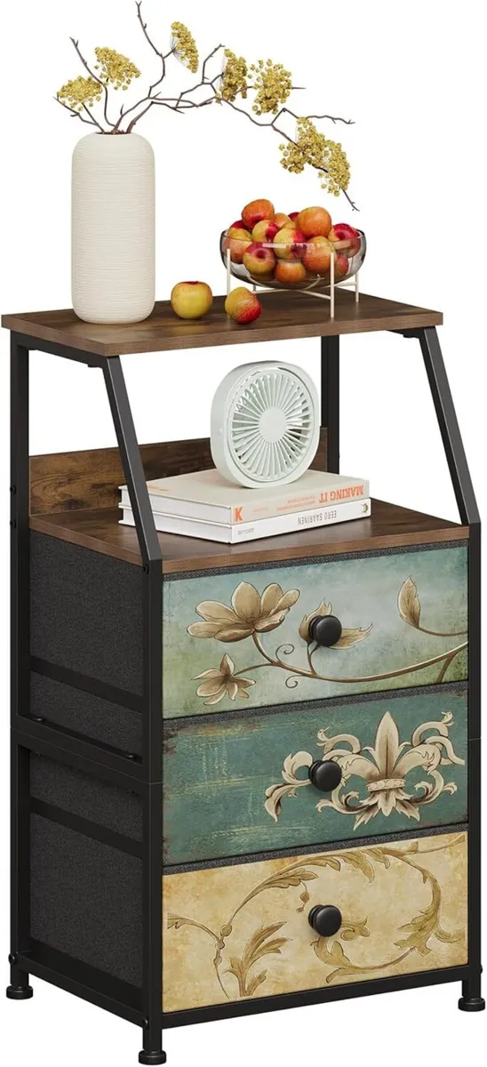 Chest of Drawers with 3 Made Fabric Open Shelf - Image 1