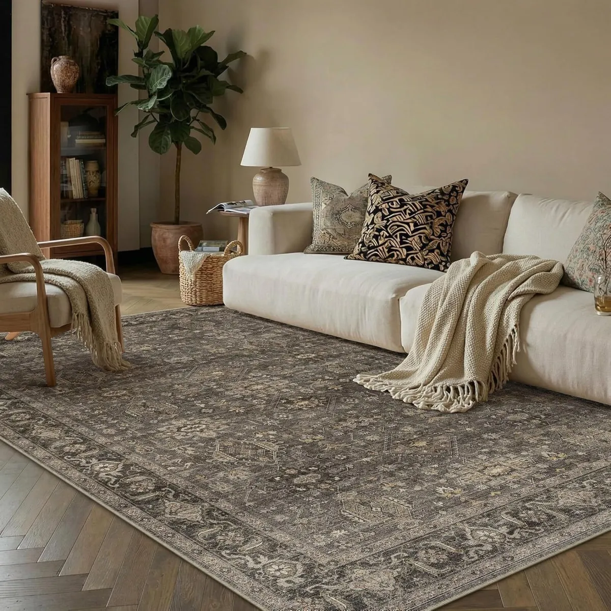 Vintage Living Room Rug 160 x 230 cm Brown - Image 3