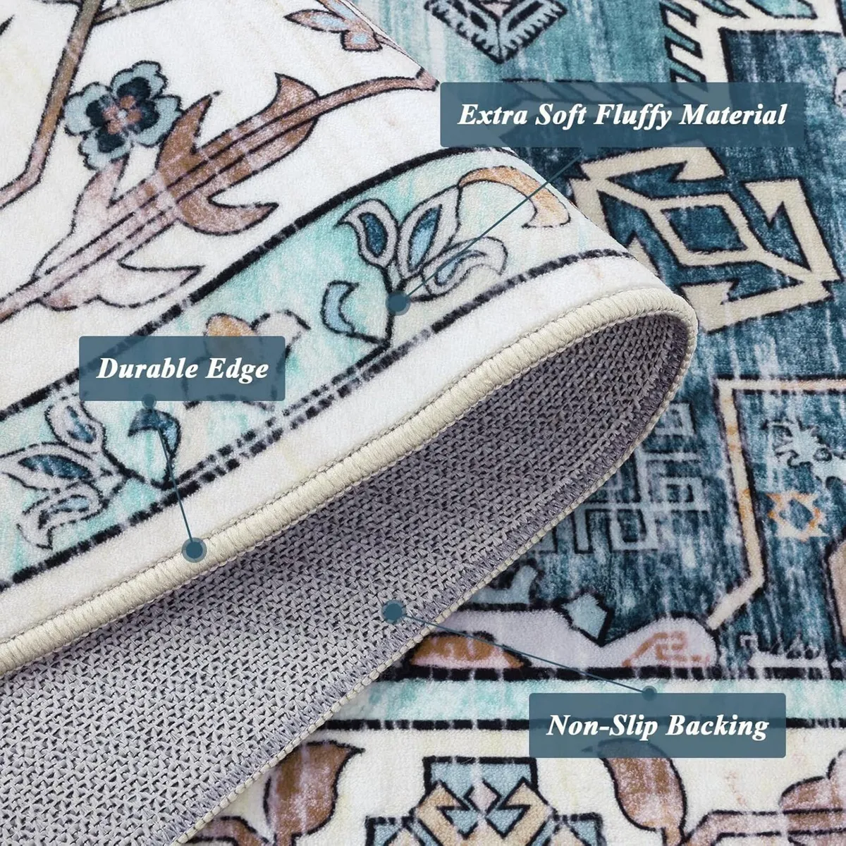 Vintage Living Room Rug 160 x 230cm Large Shaggy - Image 4