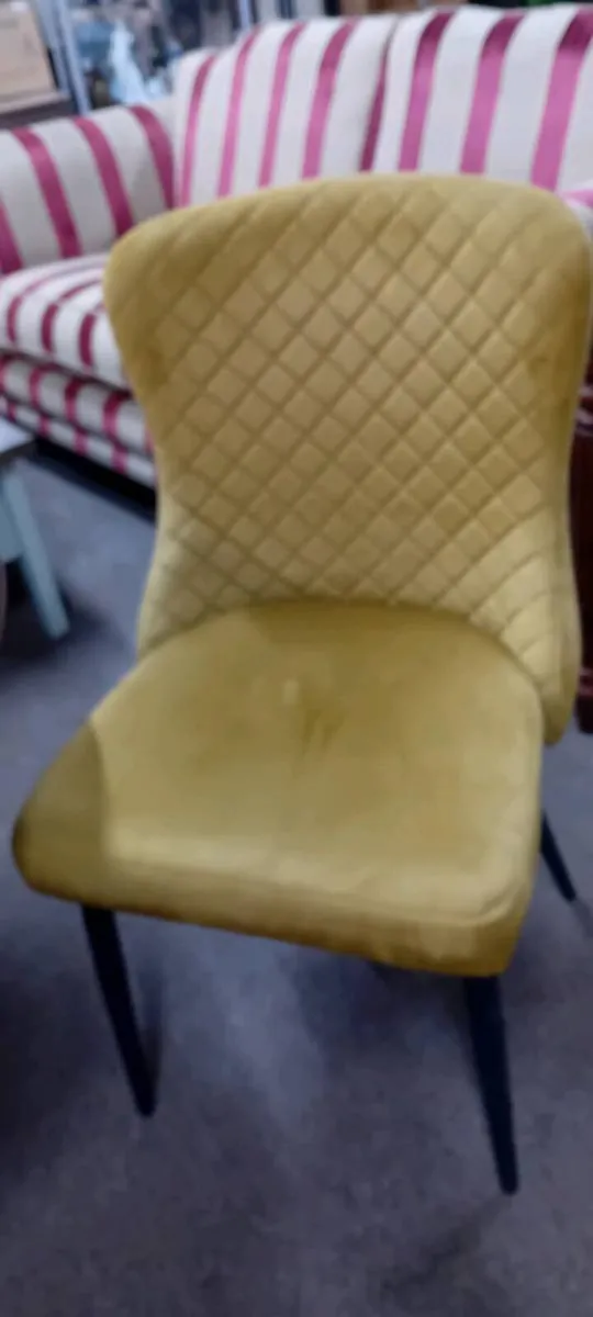Modern Yellow Velvet Button Back Chair