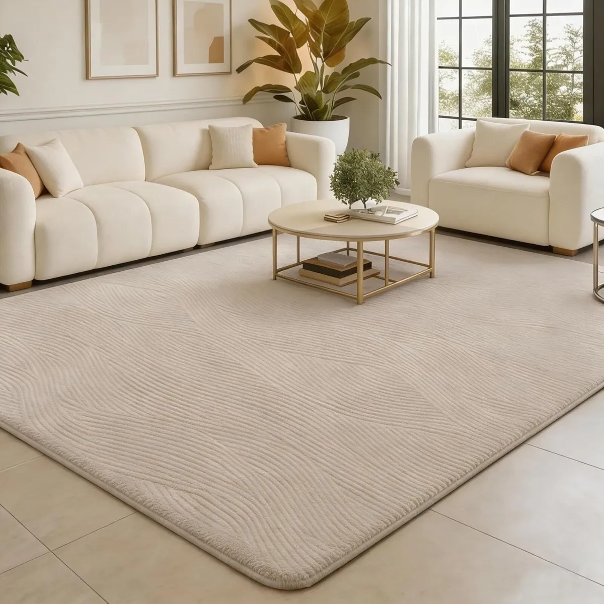 Large Rugs Living Room 160x230cm Beige Rug Non - Image 1