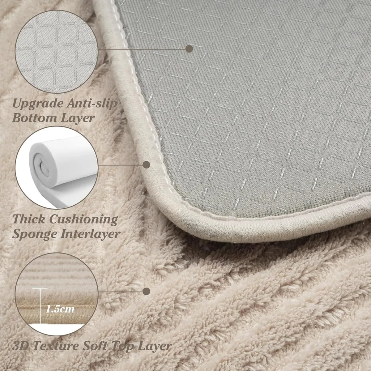 Large Rugs Living Room 160x230cm Beige Rug Non - Image 2