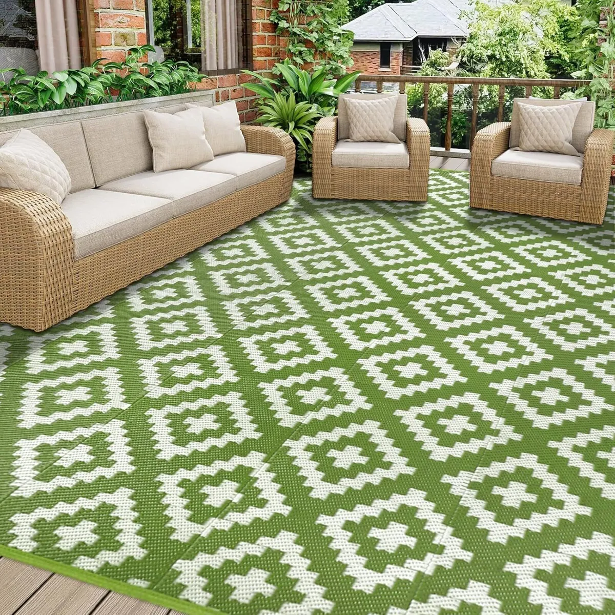 Outdoor Rugs 245x305cm Reversible Mats Plastic - Image 1
