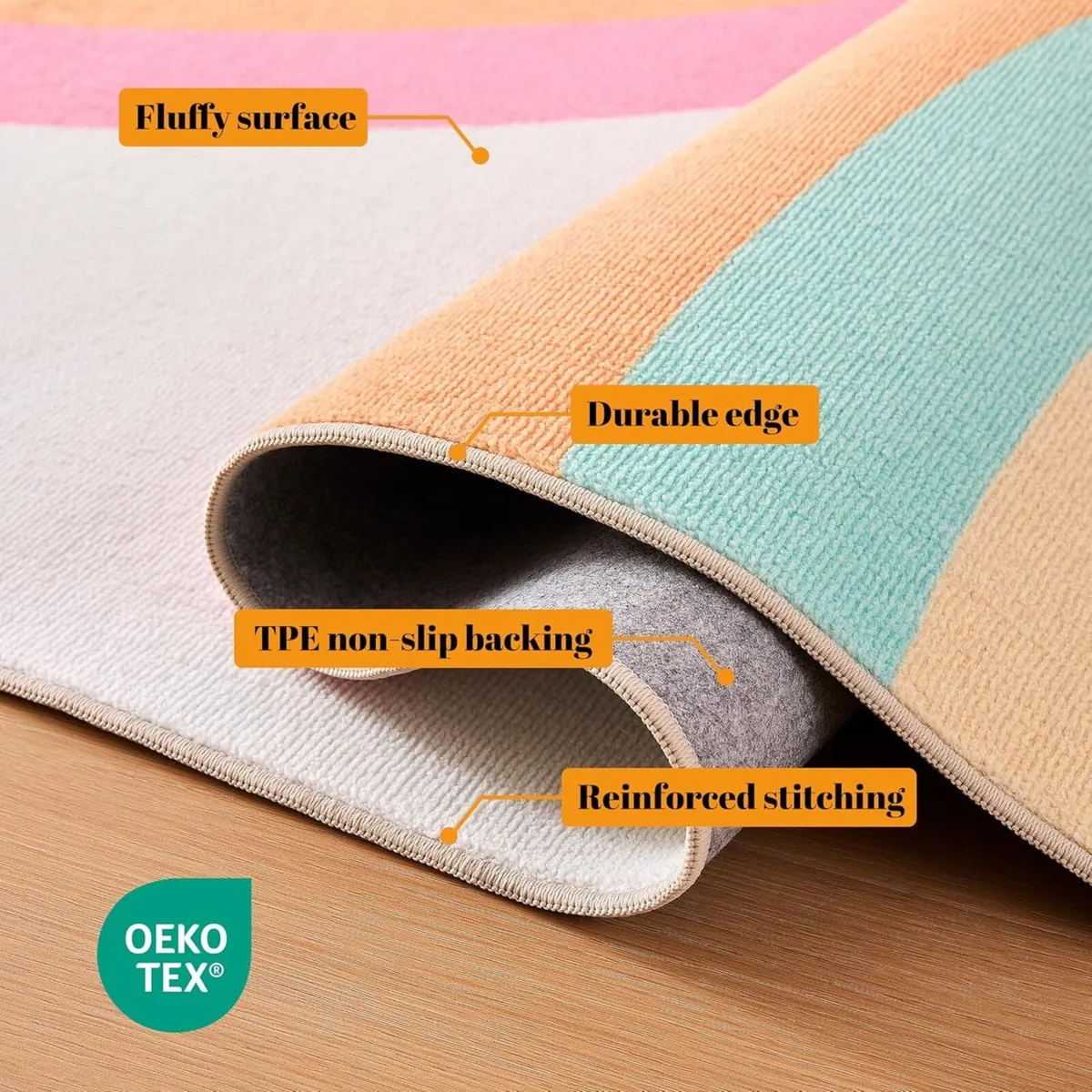 Rainbow Kids Rug Girls Boys Soft Non-Slip Area - Image 3