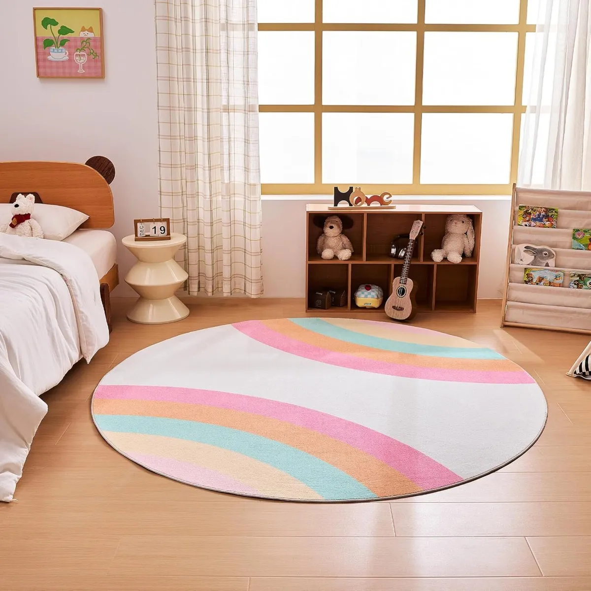 Rainbow Kids Rug Girls Boys Soft Non-Slip Area - Image 1