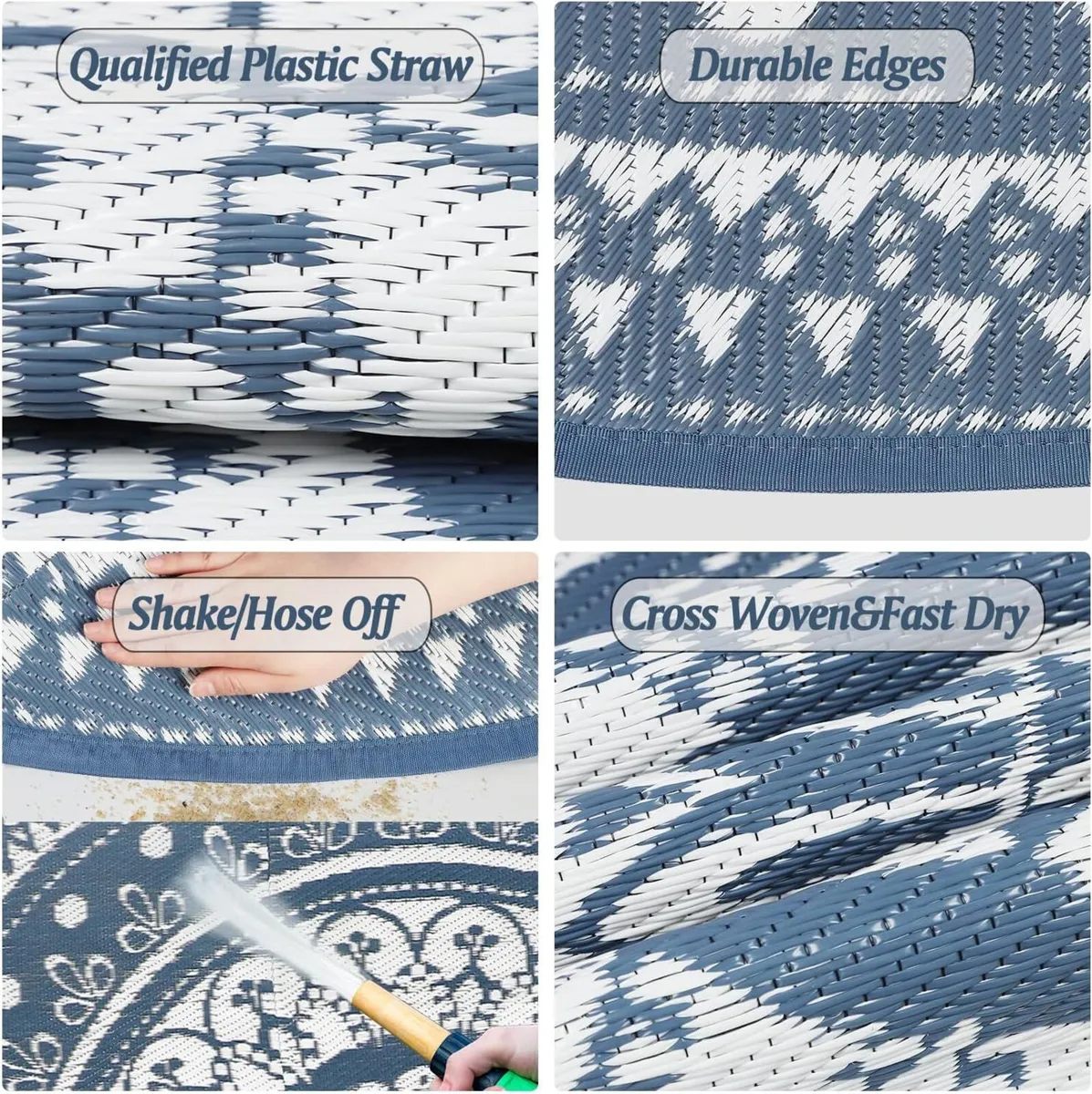 Extra Large Outdoor Rug Round 300cm Blue Waterproo - Image 3