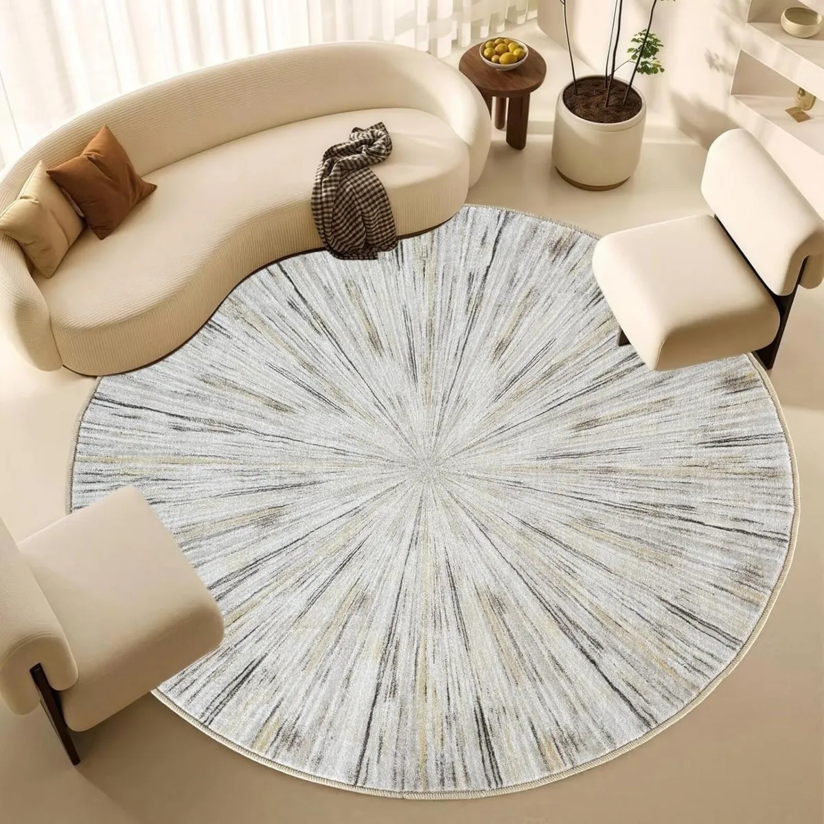 200cm Round Area Rug Extra Large Abstract Carpet - Image 2