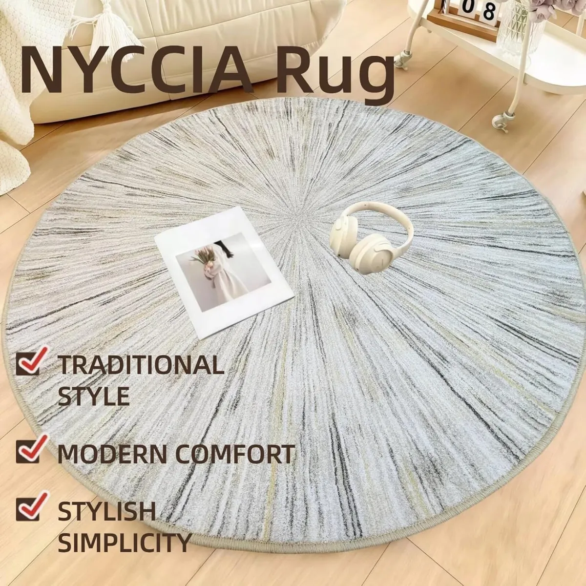 200cm Round Area Rug Extra Large Abstract Carpet - Image 3