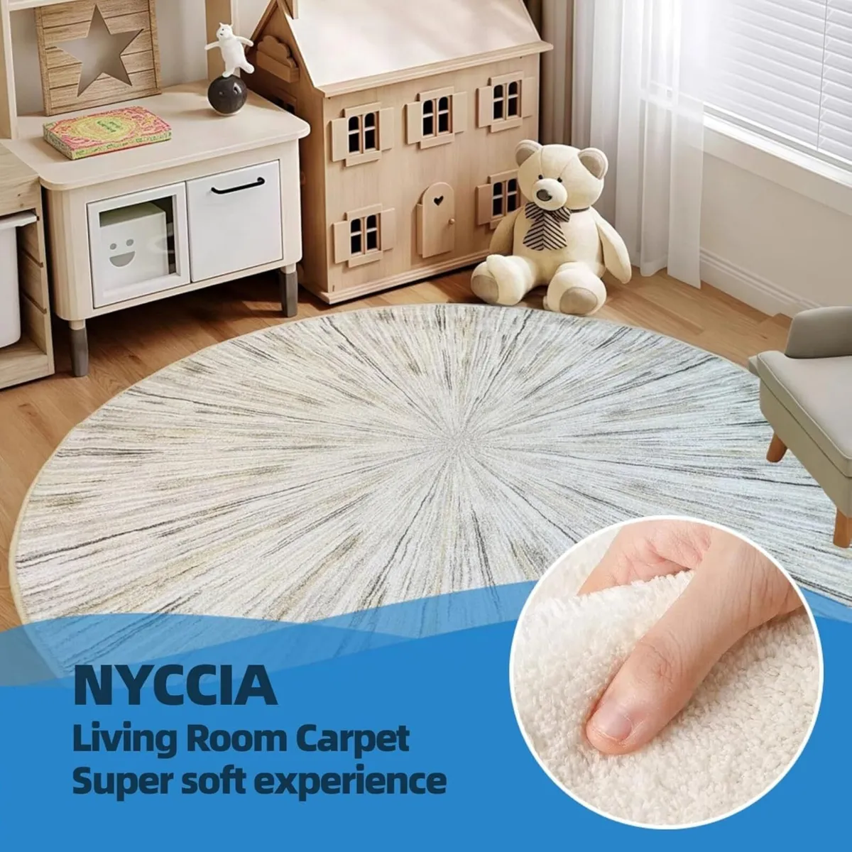 200cm Round Area Rug Extra Large Abstract Carpet - Image 4