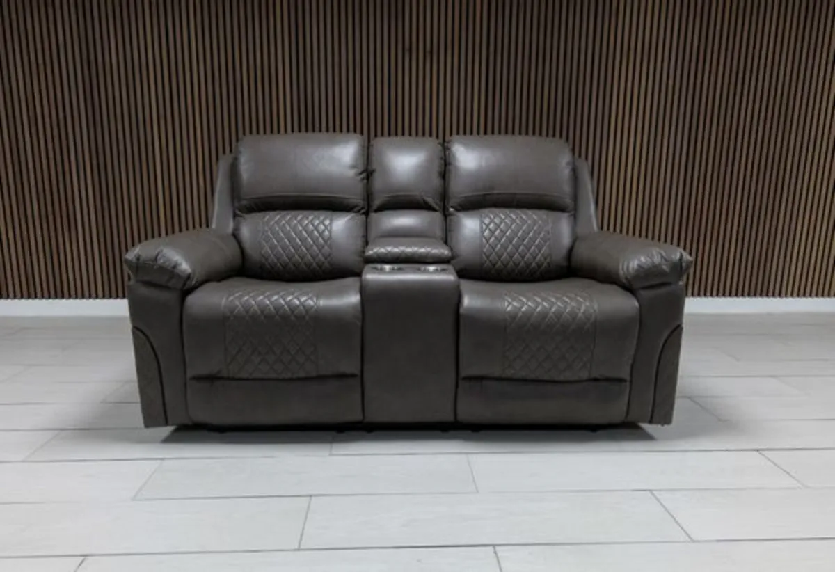Roman Manual Leather Recliner Sofa Set - Image 4