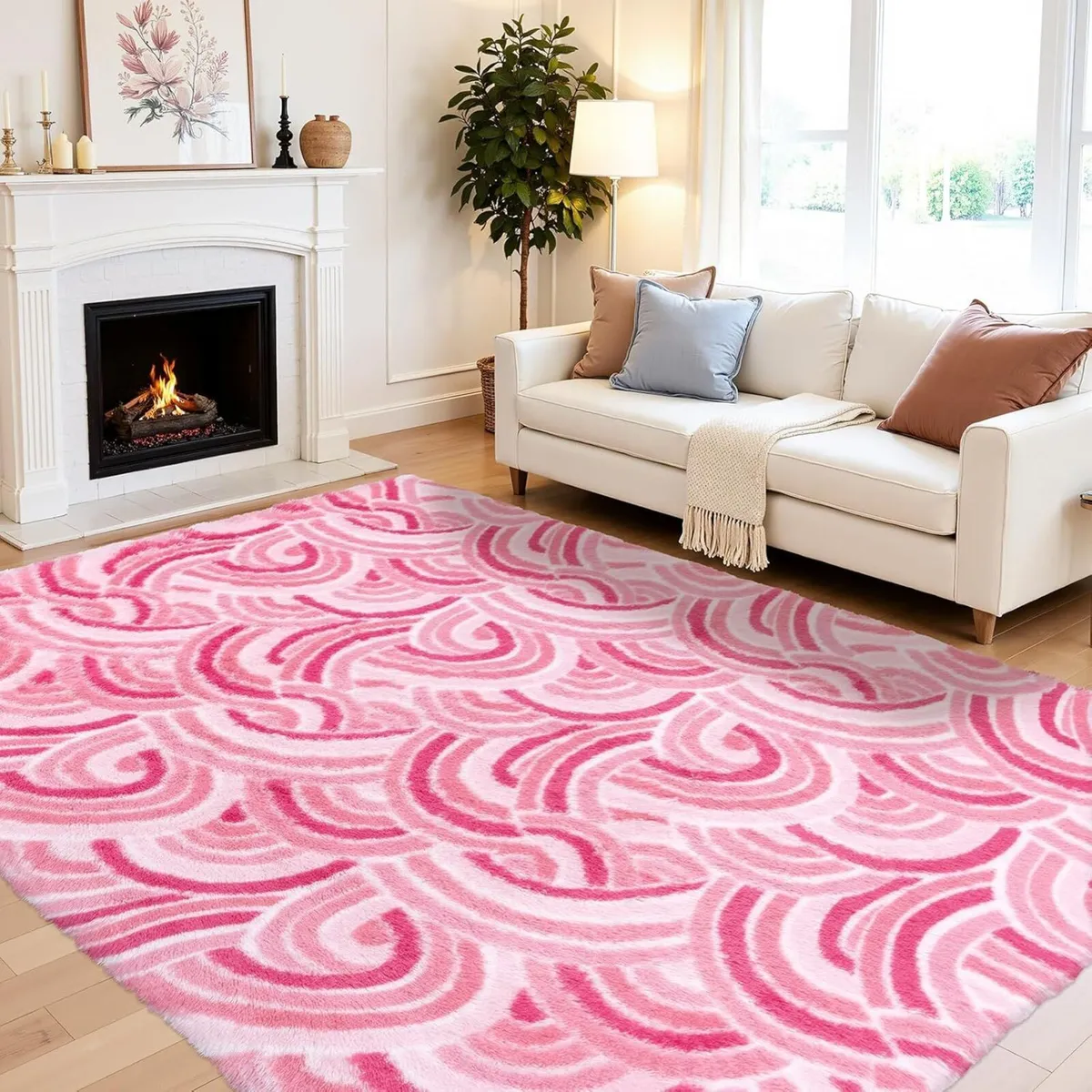 Large Rugs Living Room Rainbow Design Fluffy Cute - Image 1