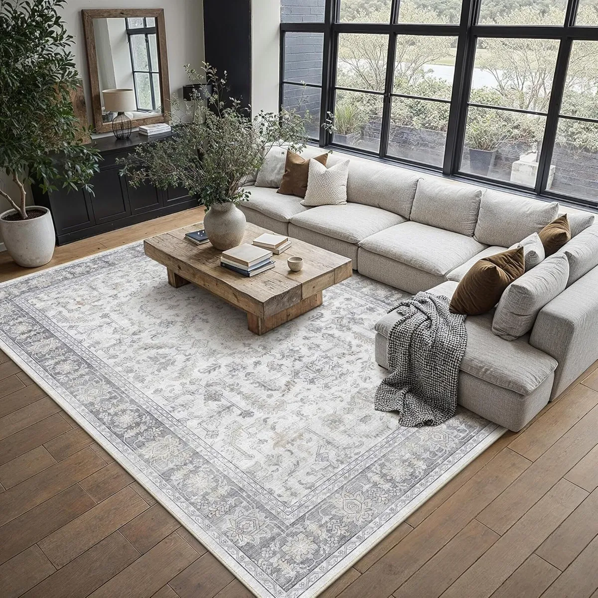 Grey Rugs Living Room 200x300cm Vintage Machine - Image 4