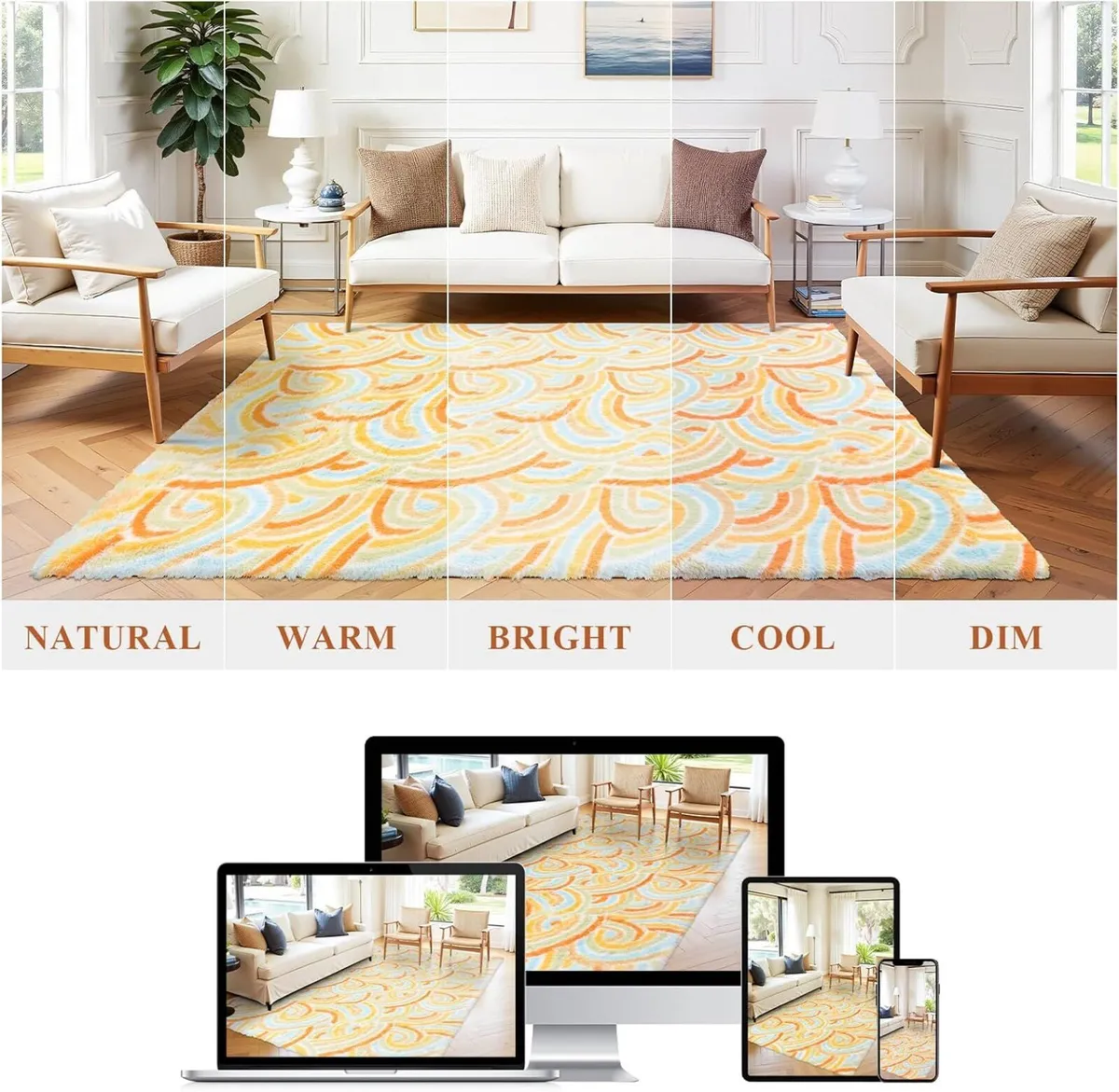 Rainbow Rug Fluffy Washable Rugs Living Room Anti - Image 4