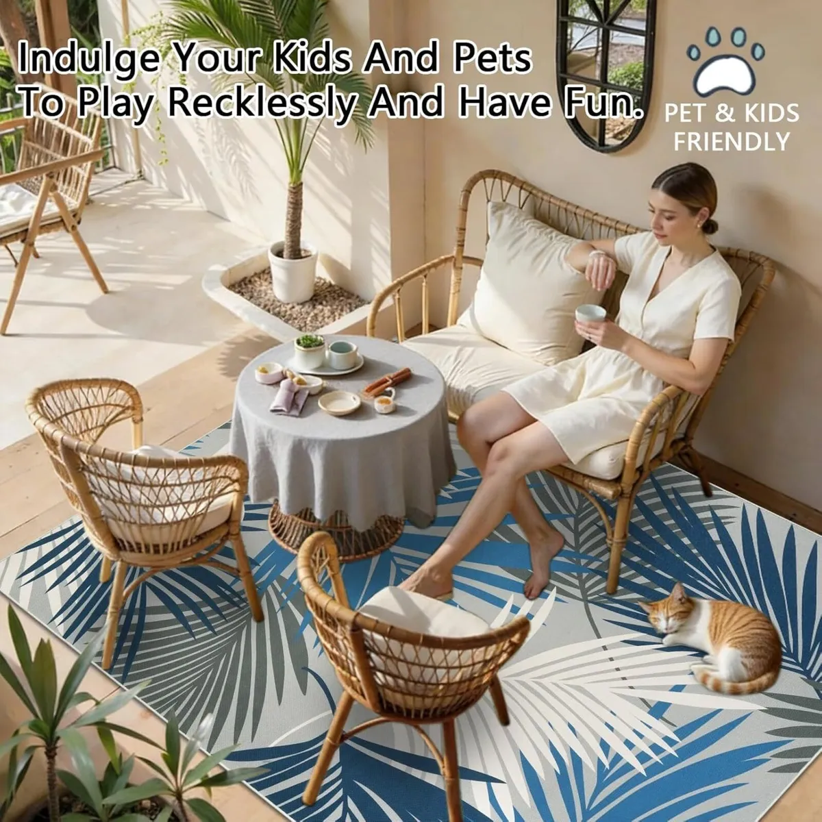 Indoor Outdoor Rug 160x230cm Blue Washable Area - Image 4