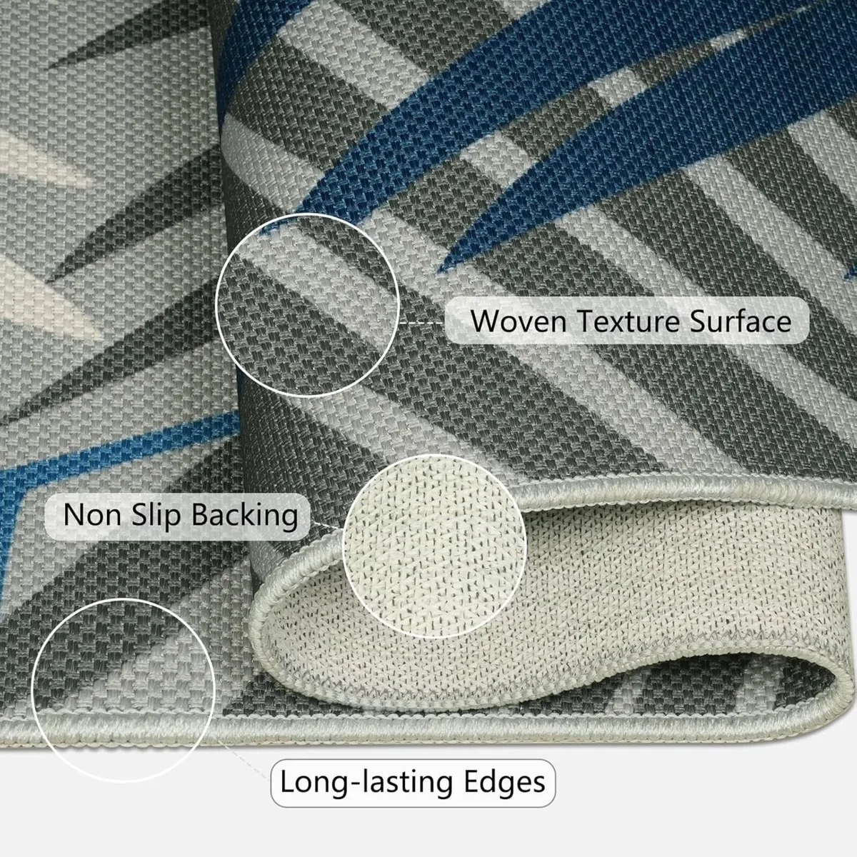 Indoor Outdoor Rug 160x230cm Blue Washable Area - Image 3