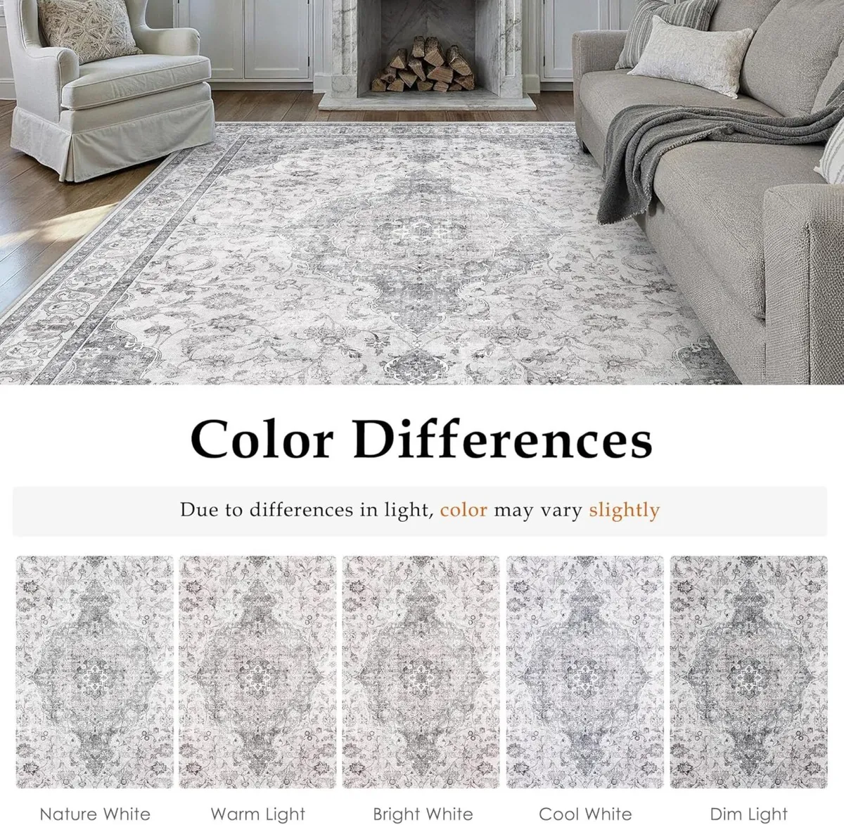 Gray Rugs Living Room 240x300cm Vintage Machine - Image 2