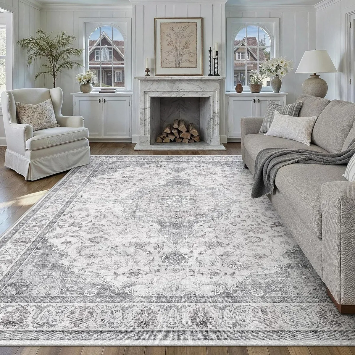 Gray Rugs Living Room 240x300cm Vintage Machine - Image 1
