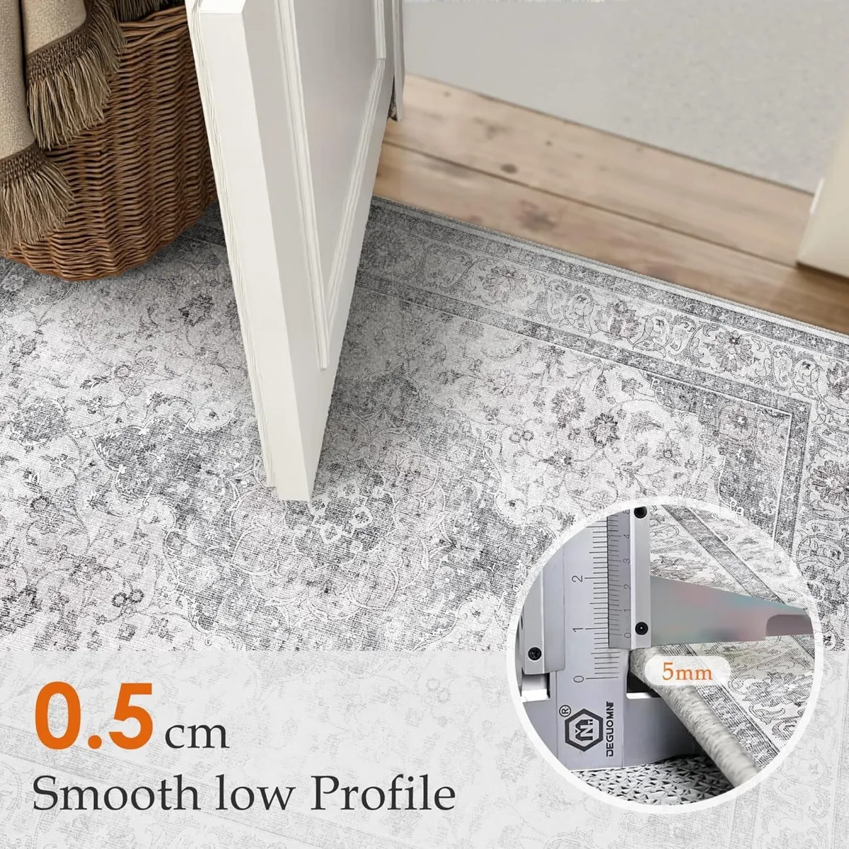 Gray Rugs Living Room 240x300cm Vintage Machine - Image 3