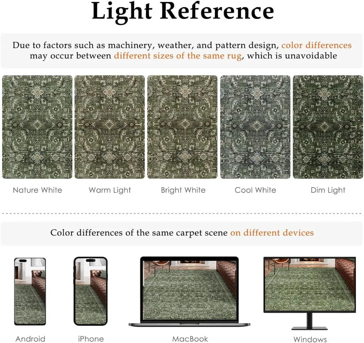 Vintage Rugs Living Room Green Large Area Rug - Image 2