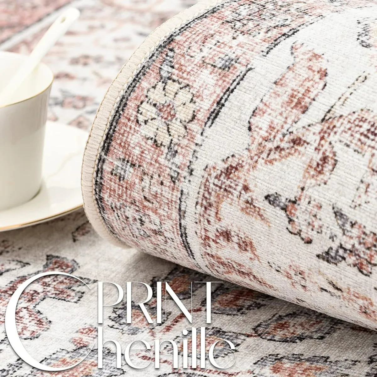 Large Rug 240x305cm Washable Vintage Boho Red - Image 3