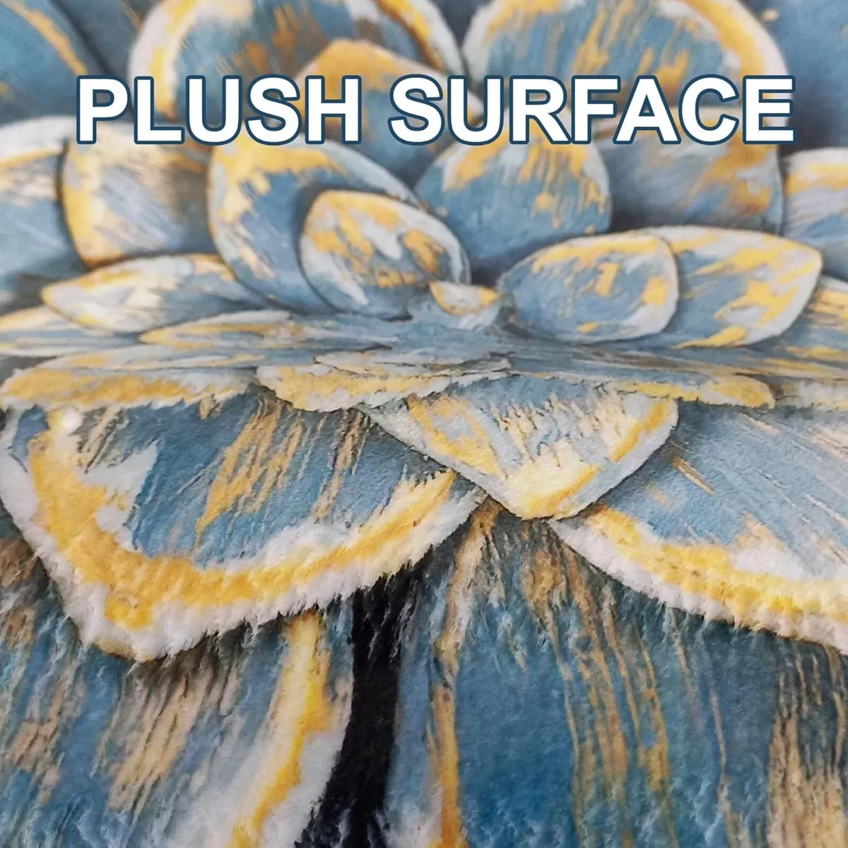 Lotus Shape Rug Blue Plush Soft Flower Carpet - Image 4