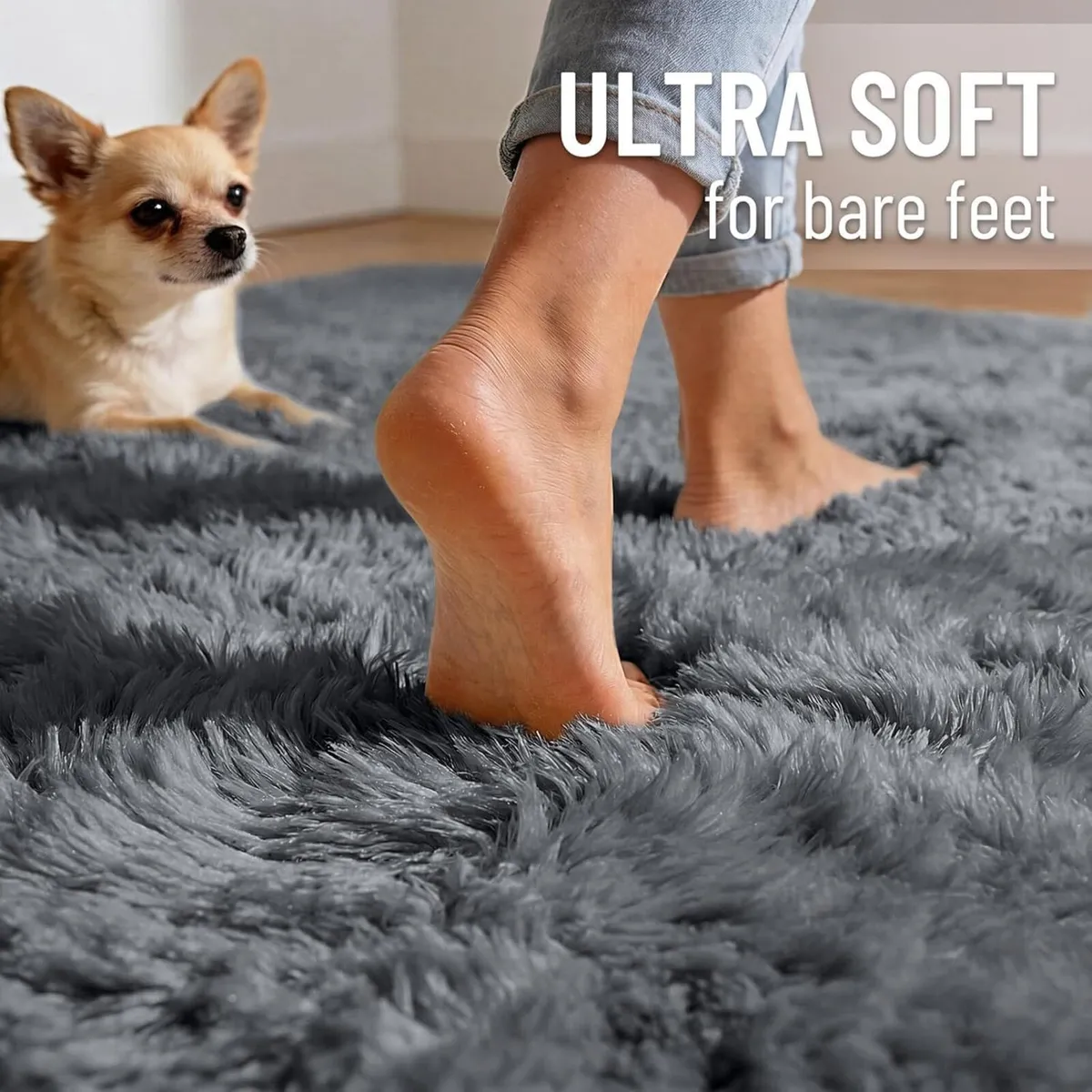 Fluffy High Pile Rugs Living Room Large Anti Slip - Image 2