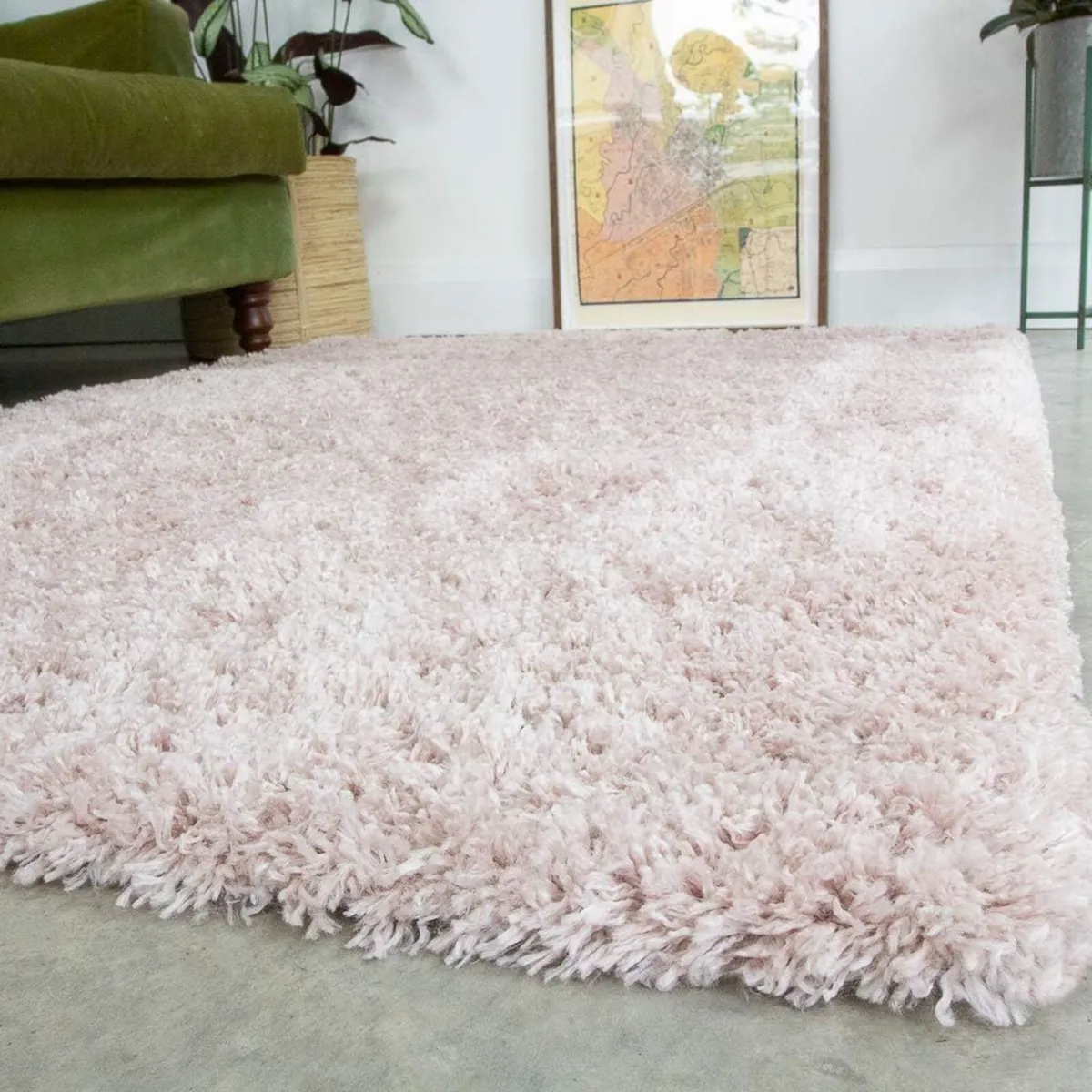 Pink Thick Shaggy Rug Blush Modern Durable Super - Image 2
