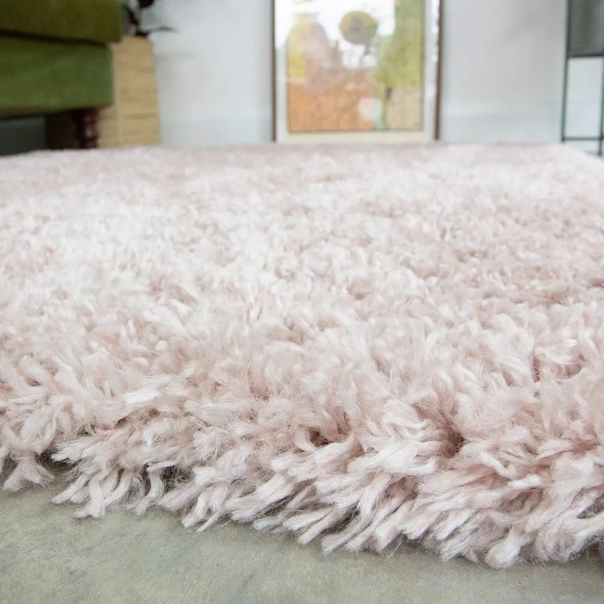 Pink Thick Shaggy Rug Blush Modern Durable Super - Image 3