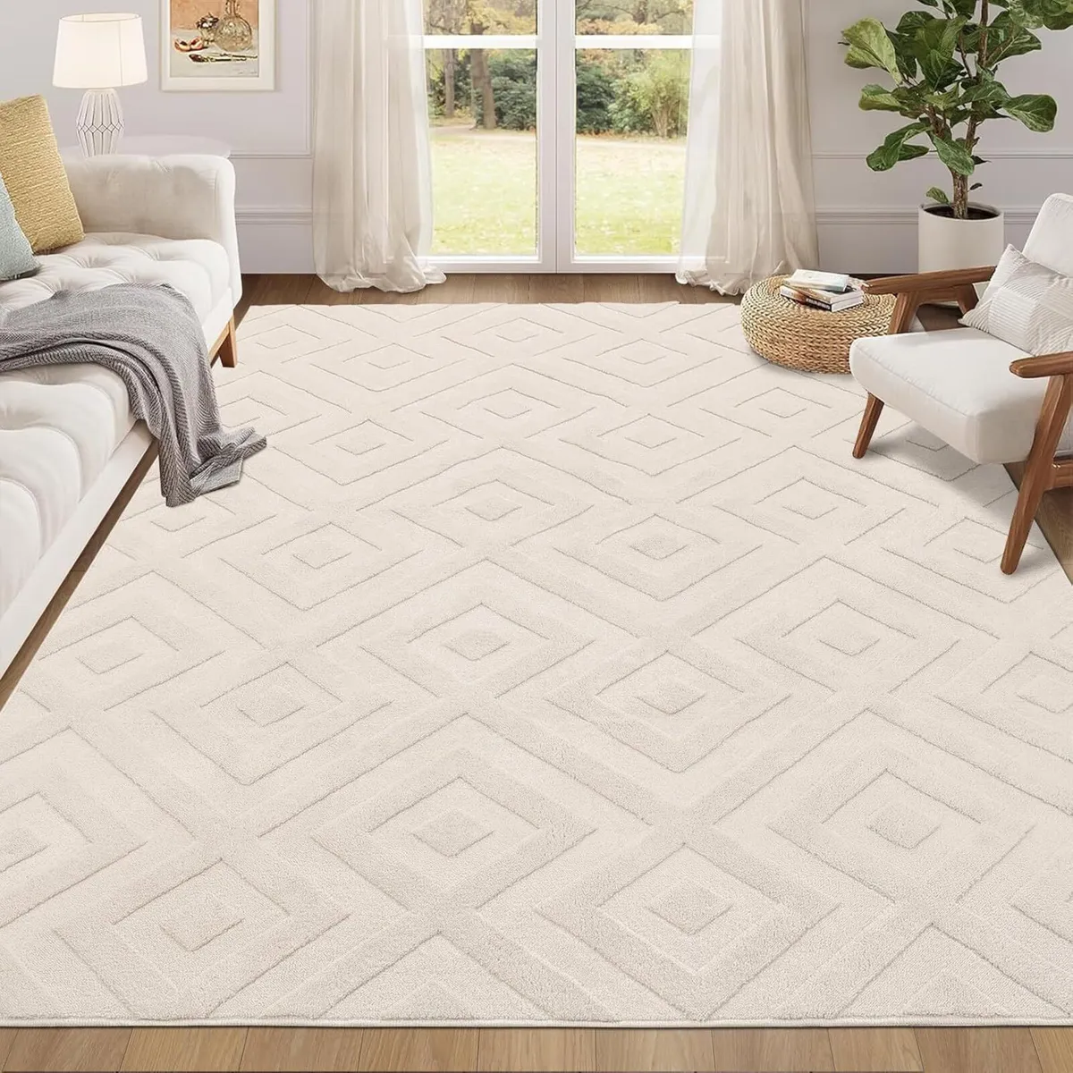 Area Rugs for Living Room Washable Soft Neutral - Image 1