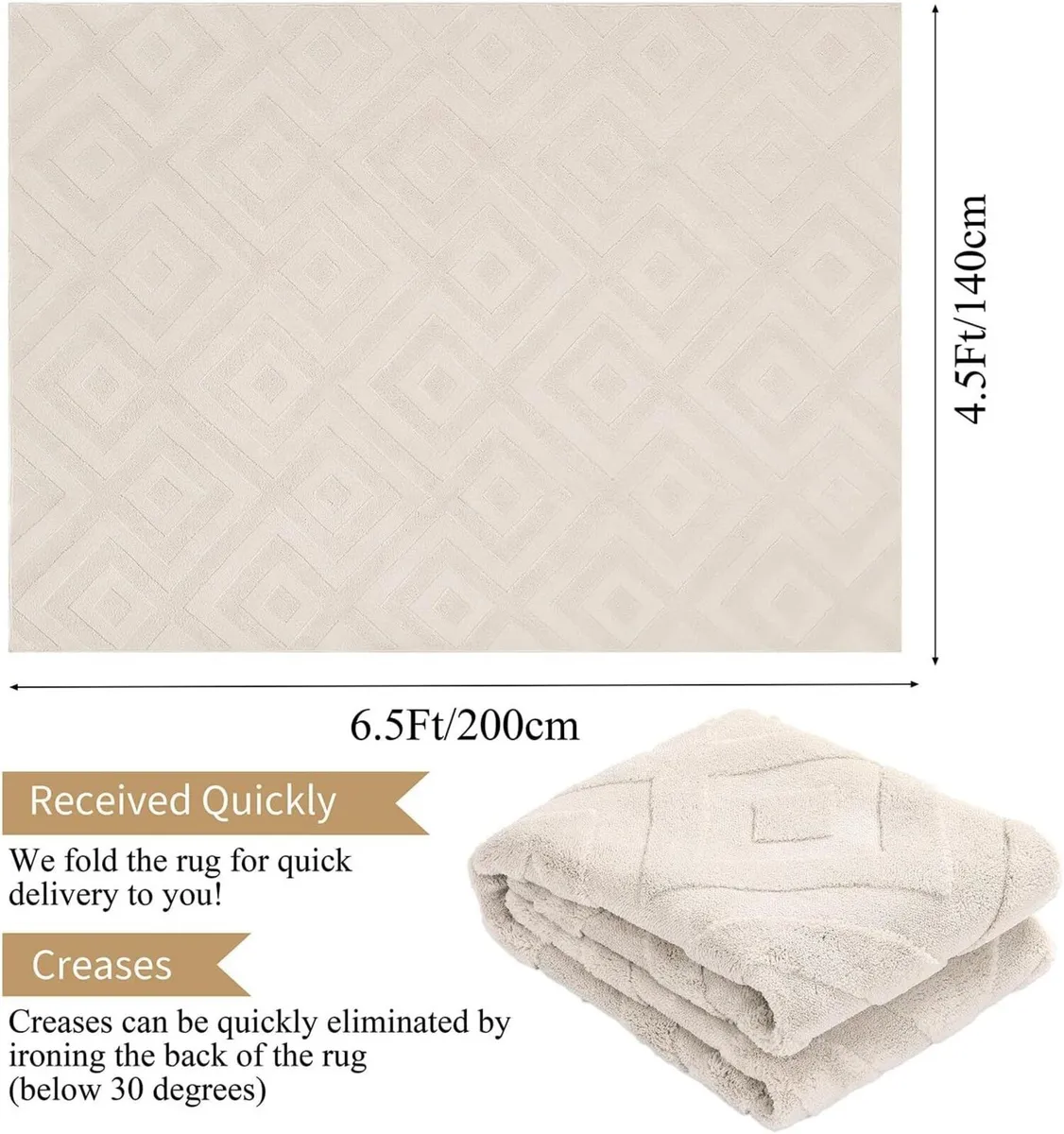 Area Rugs for Living Room Washable Soft Neutral - Image 2