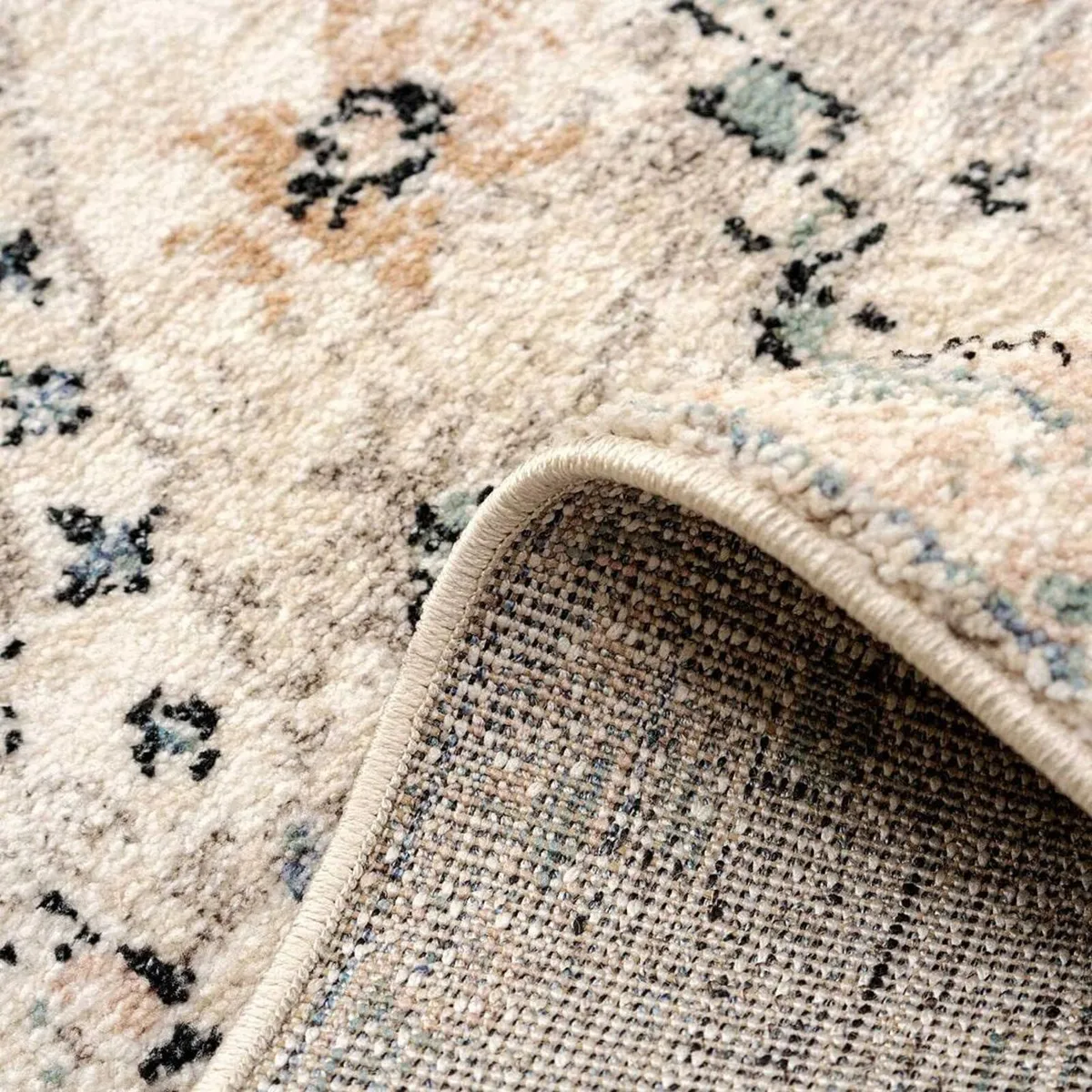 Designer Distressed Beige Navy Tribal Diamond - Image 4