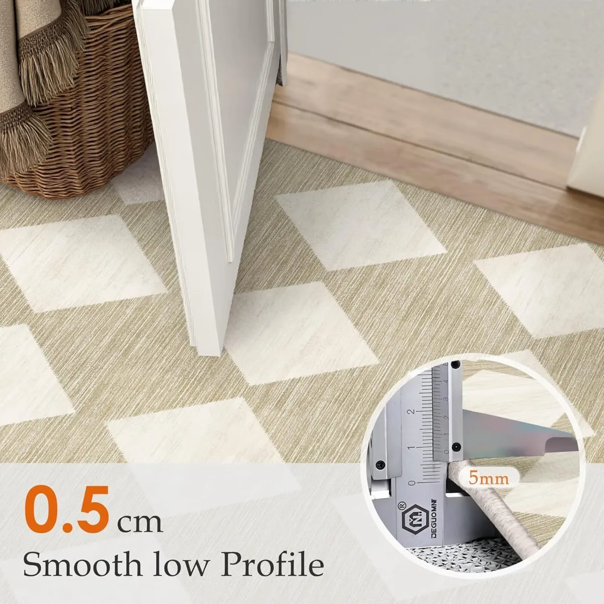 Beige Rugs Living Room 200x300 cm Large Checkered - Image 3