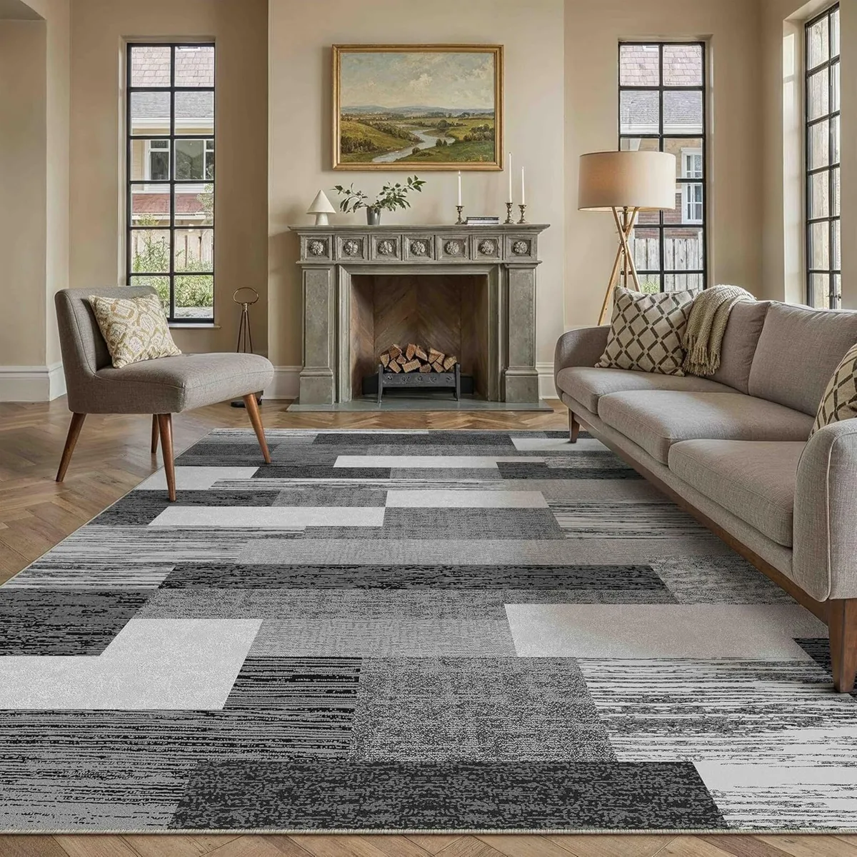 Black Rugs Living Room Area Rug 200x300cm Bedroom - Image 1