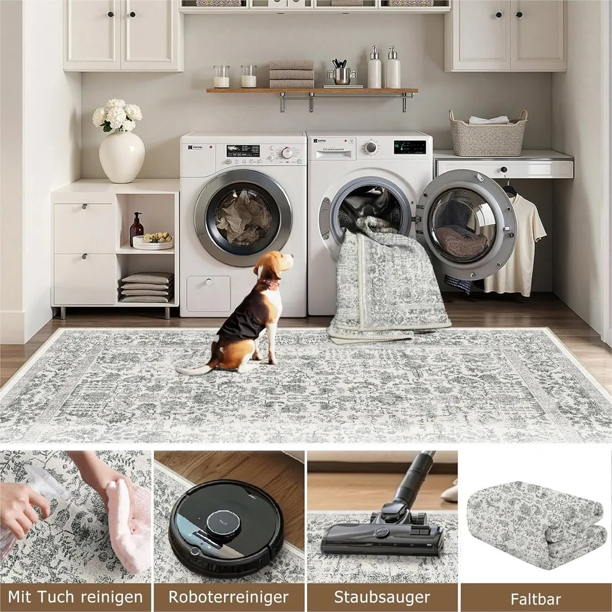 Vintage Black Rugs Living Room Washable Non Slip - Image 4